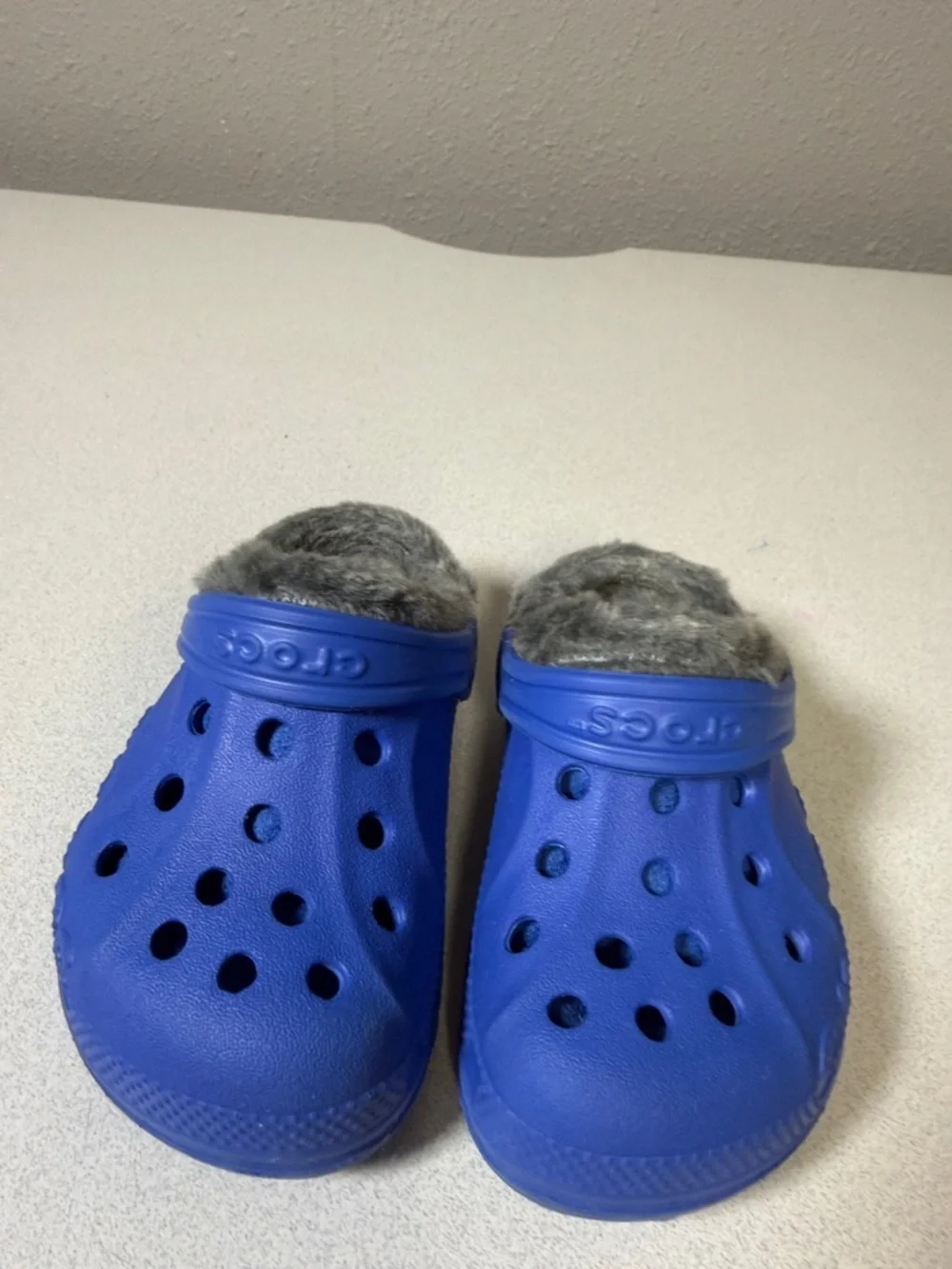 CROCS Kids Blue Faux-Fur Lined Clog